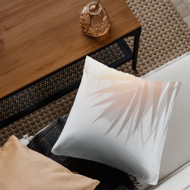 Tropical Palm Leaves Shadow Throw Pillow (Creator Uploaded)