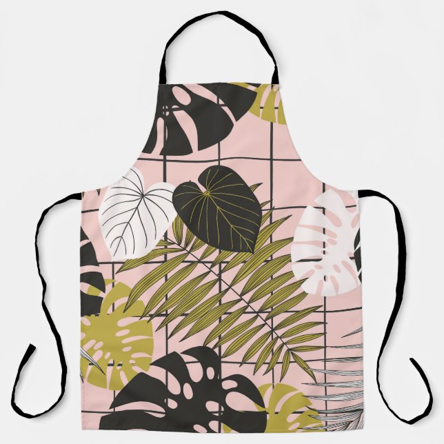 Tropical palm leaves, stylish summer. apron (Front)