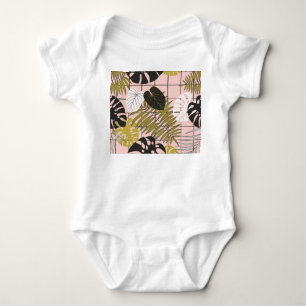 Tropical palm leaves, stylish summer. baby bodysuit