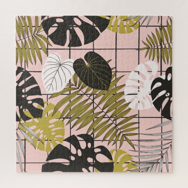 Tropical palm leaves, stylish summer. jigsaw puzzle (Vertical)