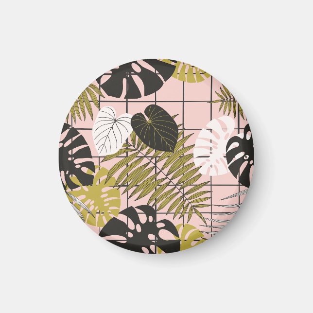 Tropical palm leaves, stylish summer. magnet (Front)