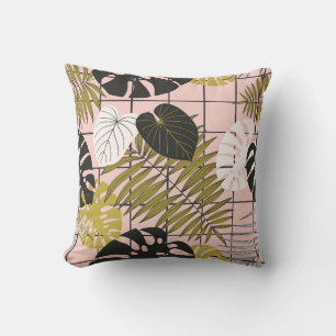 Tropical palm leaves, stylish summer. throw pillow