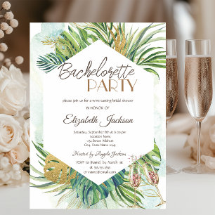 Tropical Palm Leaves Summer Bachelorette  Invitation