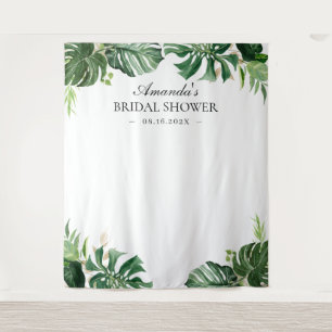 Tropical Palm Leaves Summer Bridal Shower Backdrop Tapestry