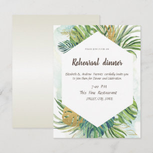 Tropical Palm Leaves Summer  Rehearsal Dinner  Invitation