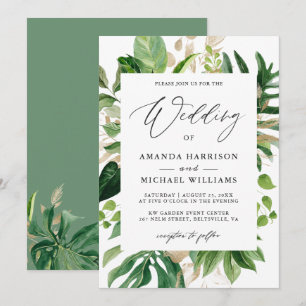 Tropical Palm Leaves Summer Wedding Invitation