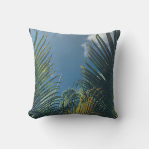 TROPICAL PALM LEAVES THROW PILLOW