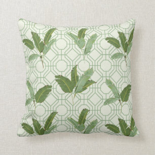 Tropical Palm Leaves Throw Pillow