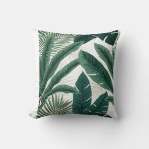 Tropical Palm Leaves Throw Pillow