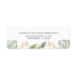 Tropical Palm Leaves Typography Return Address