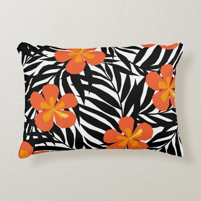Tropical palm leaves, vintage applique style. accent pillow (Front)