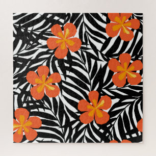 Tropical palm leaves, vintage applique style. jigsaw puzzle