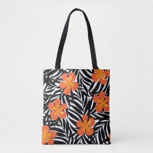 Tropical palm leaves, vintage applique style. tote bag