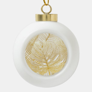 Tropical palm leaves: vintage pattern. ceramic ball christmas ornament