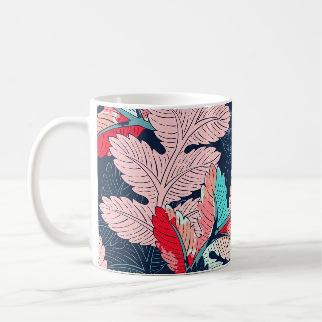 Tropical Palm Leaves: Vintage Pattern Coffee Mug (Left)