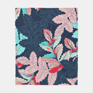 Tropical Palm Leaves: Vintage Pattern Fleece Blanket