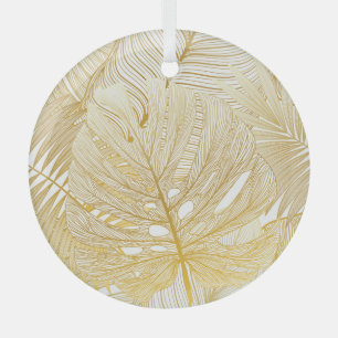 Tropical palm leaves: vintage pattern. glass ornament