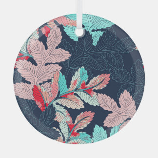 Tropical Palm Leaves: Vintage Pattern Glass Ornament