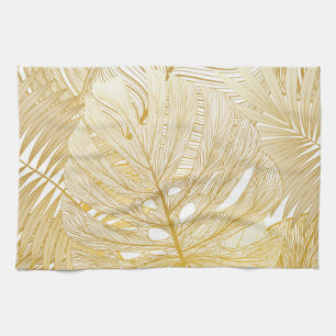 Tropical palm leaves: vintage pattern. kitchen towel