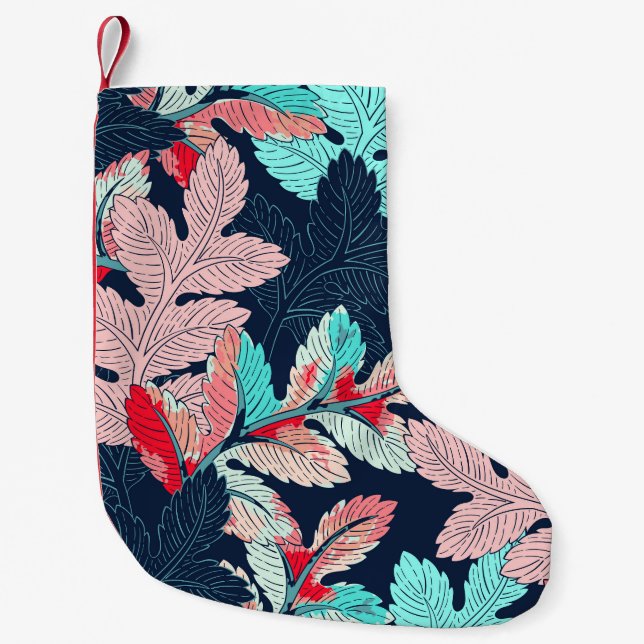 Tropical Palm Leaves: Vintage Pattern Small Christmas Stocking (Front)