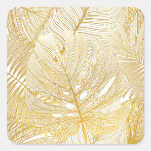 Tropical palm leaves: vintage pattern. square sticker