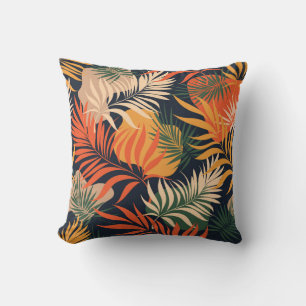 Tropical Palm Leaves: Vintage Seamless Throw Pillow