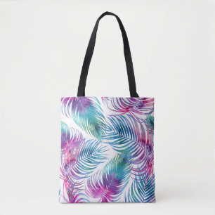 Tropical palm leaves, watercolor floral pattern. tote bag