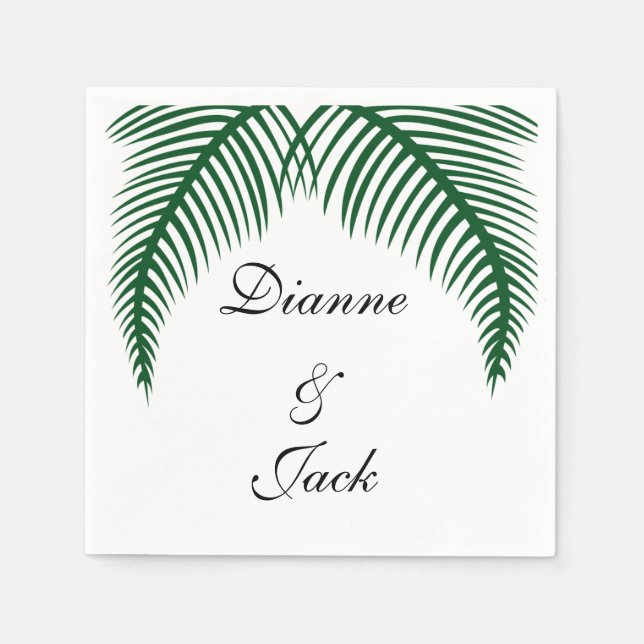 Tropical Palm Leaves Wedding Napkin (Front)