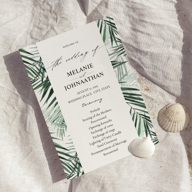 Tropical Palm Leaves Wedding Program (Creator Uploaded)
