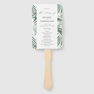 Tropical Palm Leaves Wedding Program Hand Fan