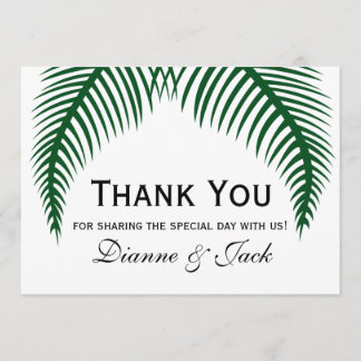 Tropical Palm Leaves Wedding Thank You Card
