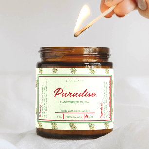 Tropical Palm Leaves Wrap Around Candle Label