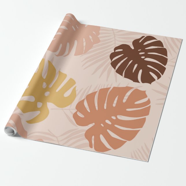 Tropical palm leaves wrapping paper (Unrolled)