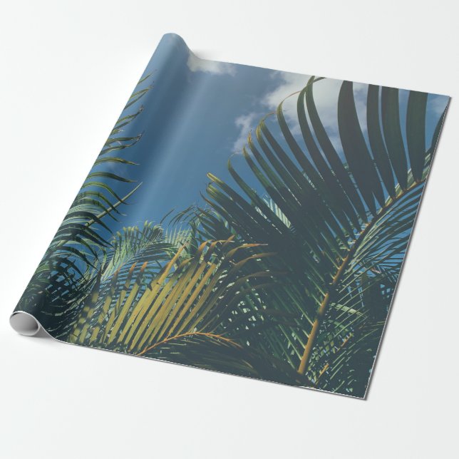 TROPICAL PALM LEAVES WRAPPING PAPER (Unrolled)
