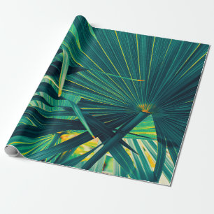 Tropical palm leaves wrapping paper