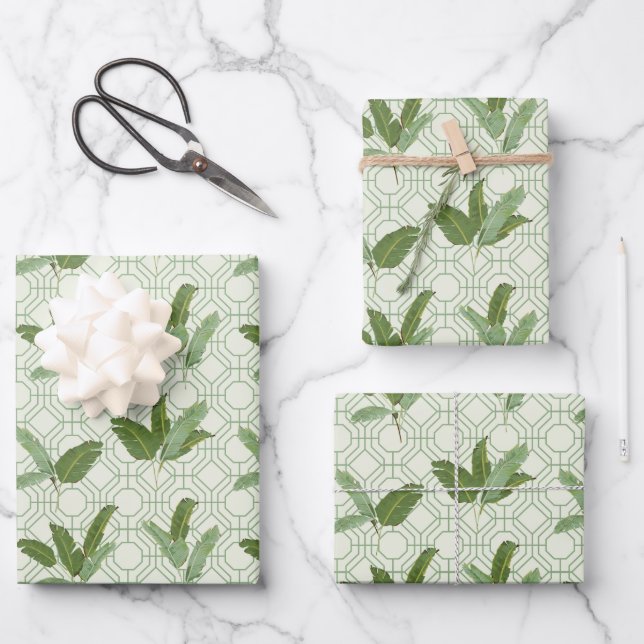 Tropical Palm Leaves Wrapping Paper Sheet (Front)