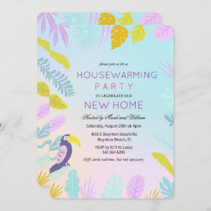Tropical Palm Macaw Bird Housewarming Invitation