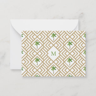 Tropical Palm Monogram Gold Geometric Card