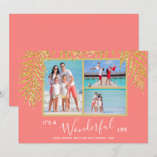 Tropical Palm Photo Collage Christmas Holiday Card