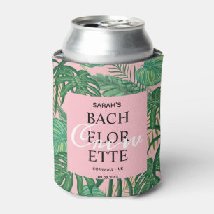 Tropical Palm Pink Bachelorette Crew Party Can Cooler