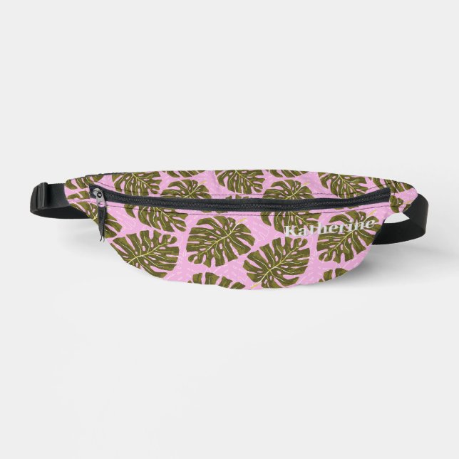 Tropical Palm Pink Green Fanny Pack (Front)