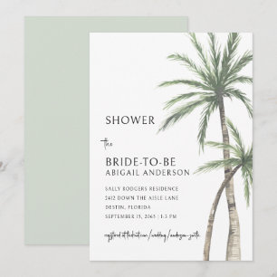Tropical Palm Sage Green Minimalist Bridal Shower Invitation