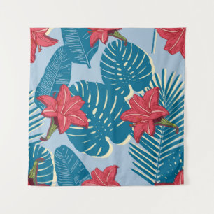 Tropical Palm seamless leaf blue pattern Tapestry