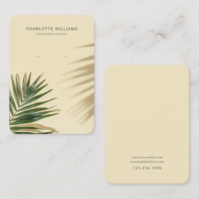 Tropical Palm Shadow Jewellery Display Card (Front/Back)