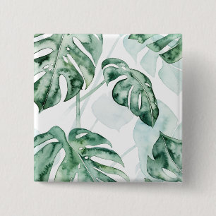 Tropical Palm Split Leaf 2 Inch Square Button
