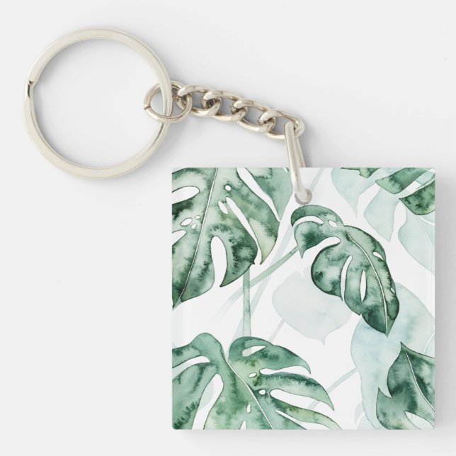 Tropical Palm Split Leaf Keychain (Front)