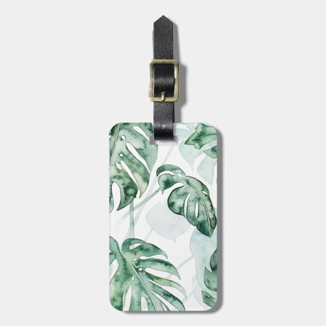 Tropical Palm Split Leaf Luggage Tag (Front Vertical)