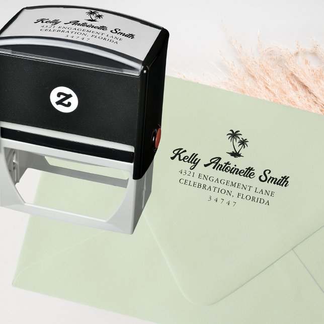 Tropical Palm Tree Address Self-inking Stamp (Creator Uploaded)