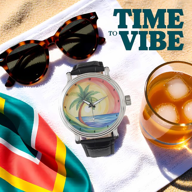 Tropical Palm Tree and Ocean Inspired Artwork Watch (Creator Uploaded)