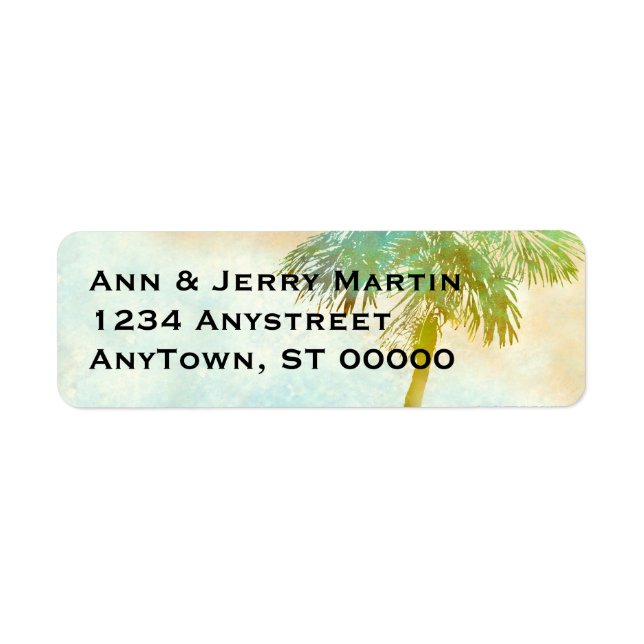 tropical palm tree art custom return address label (Front)